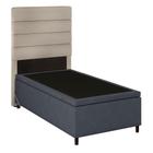 Cabeceira com Base Cama Box Baú Solteiro 88x188cm Hit ID5 Linho Cru/Suede Cinza - Mpozenato