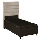 Cabeceira com Base Cama Box Baú Solteiro 88x188cm Hit ID5 Linho Cru/Suede Marrom - Mpozenato