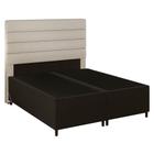 Cabeceira com Base Cama Box Casal Queen 158x198 Hit ID5 Suede Marrom/Linho Cru - Mpozenato