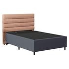 Cabeceira com Base para Cama Box Casal 138x188cm Hit ID5 Suede Cinza/Linho Rosê - Mpozenato