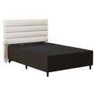 Cabeceira com Base para Cama Box Casal 138x188cm Hit ID5 Suede Marrom/Linho Cru - Mpozenato