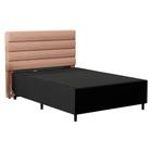 Cabeceira com Base para Cama Box Casal 138x188cm Hit ID5 Suede Preto/Linho Rosê - Mpozenato