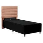 Cabeceira com Base para Cama Box Solteiro 88x188cm Hit ID5 Corano Preto/Linho Rosê - Mpozenato