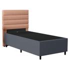 Cabeceira com Base para Cama Box Solteiro 88x188cm Hit ID5 Suede Cinza/Linho Rosê - Mpozenato