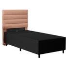 Cabeceira com Base para Cama Box Solteiro 88x188cm Hit ID5 Suede Preto/Linho Rosê - Mpozenato