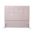 Cabeceira de Cama Box Casal 138 cm Divini Larhome Tecido Suede Veludo Bege.