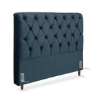 Cabeceira de Cama Box Casal 138 cm Marselha Larhome Suede Veludo Azul Marinho