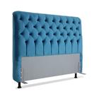 Cabeceira de Cama Box Casal 138 cm Padua Larhome Suede Veludo Azul.