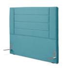 Cabeceira de Cama Box Casal 138 cm Viena Larhome Suede Veludo Azul