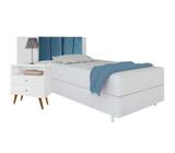 Cabeceira De Cama Box Milão 0,90 Suede Azul