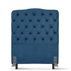 Cabeceira de Cama Box Solteiro 100 cm Dunas Larhome Suede Veludo Azul Marinho