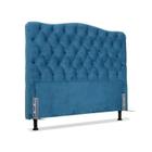 Cabeceira de Cama Box Viúva 128cm Dunas Tecido Suede Veludo Azul - Inspirehouse