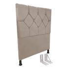 Cabeceira de Cama Box Viúva + Frame 130cm Estofada Maju Bege