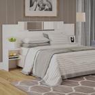 Cabeceira de Cama Casal Mila para Quarto em MDF 2 Prateleiras 2 Espelhos 232 cm x 115 cm Branco