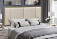 Cabeceira de Cama com LED Casal 140cmx60cm Linho Bege - VNS CONCEPT