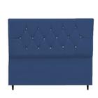 Cabeceira de Casal Box Estofada Capitonê Azul Marinho Suede Geovana 1,60 cm - Móveis Trida