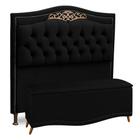 Cabeceira e Calçadeira Baú Cama Box Casal Queen Size Belize 160cm Suede Preto - Desk Design