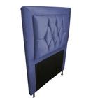 Cabeceira Estofada Bianca para Cama Box Solteiro 90cm Suede Azul Marinho com Botões de Strass - KDAcanto Móveis