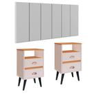 Cabeceira Estofada Box Casal Queen 1,60 Julia Kit 2 Mesinhas com Gavetas Canto Lateral Cama Aparador Objetos Classic New RPM