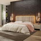 Cabeceira Estofada Cama Casal King Size LED Moderna 200 cm - Tatite Decor