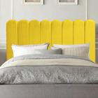 Cabeceira Estofada Clara 195CM King Suede Amarelo - D A DECOR