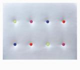 Cabeceira Estofada Com Botões Multicores Branco 90X75