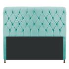 Cabeceira Estofada Cristal 140 cm Casal Com Capitonê Suede Azul Tiffany - Doce Sonho Móveis