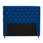 Cabeceira Estofada Cristal 195 cm King Size Com Strass Suede Azul Marinho - ADJ Decor