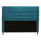 Cabeceira Estofada Dama Botonê para Cama Box 160cm Queen Size Suede Azul Turquesa