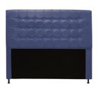 Cabeceira Estofada Dama com Capitonê  140 cm Casal Quarto para Cama Box Suede Azul Marinho - Dama com Capitonêffê Móveis