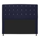 Cabeceira Estofada Dama com Strass 140 cm para Cama Box de Casal Sintético Azul Marinho para Quarto - AM Decor