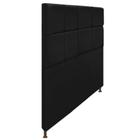 Cabeceira Estofada Damares 140 cm para Cama Casal com Botonê Suede Preto - KDAcanto