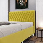 Cabeceira Estofada Decorativa para Cama Box Bellatrix 195 para Cama King Suede Amarelo Aradecor