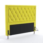 Cabeceira Estofada Decorativa Para Cama Box Centaurus 140 Para Cama de Casal Suede Amarelo Aradecor