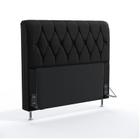 Cabeceira Estofada Decorativa Para Cama Box Sirius 140 Para Cama de Casal Suede Preto Aradecor