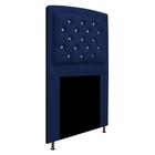 Cabeceira Estofada Geovana 90cm Solteiro Strass Capitonê Suede Azul Marinho - Damaffê Móveis