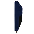 Cabeceira Estofada Lady 140 cm para Cama Casal com Capitonê Suede Azul Marinho