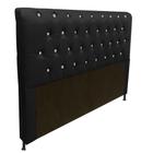 Cabeceira Estofada Lady com Botões de Strass para Cama Box Queen Size 160cm Suede Preto - KDAcanto