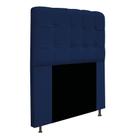 Cabeceira Estofada Mel 100 cm para Cama Solteiro com Botonê Suede Azul Marinho