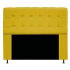 Cabeceira Estofada Mel 160 cm Queen Size Com Botonê Suede Amarelo - ADJ Decor