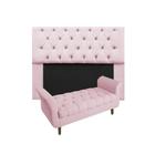 Cabeceira Estofada Mirage e Recamier Grécia Casal 140 cm Corano Rosa Bebe - INCASA DECOR