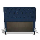 Cabeceira Estofada Nevada 140 cm Para Cama Box Quarto Casal Luxo Suede Azul Marinho