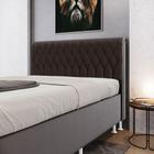 Cabeceira Estofada para Cama Box Bellatrix 195 para Cama King Couro Artificial Marrom Aradecor