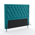 Cabeceira Estofada Para Cama Box Centaurus 160 Para Cama Queen Sued Azul Turquesa Aradecor