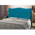 Cabeceira Estofada Para Cama Box De Casal King Size Capitone Pérola 193 cm Azul Turquesa Suede-Anchar Interiores