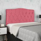 Cabeceira Estofada para Cama Box Quarto Casal 140 cm Suede Rosa com Strass - Bela Móveis