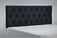 Cabeceira Estofada Queen Tecido Em Veludo Liso Preto 1,60m x 50cm Com Botões Na Mesma Cor