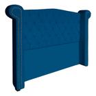 Cabeceira Estofada Sienna Para Cama Box King 195 Cm Suede Azul Royal - LM DECOR