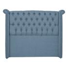 Cabeceira Estofada Sienna Para Cama Box Queen 160 Cm Linho Azul - LM DECOR