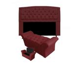 Cabeceira Geovana e Calçadeira Veneza Estofada King 195cm Suede Vermelho Bordo - LM DECOR